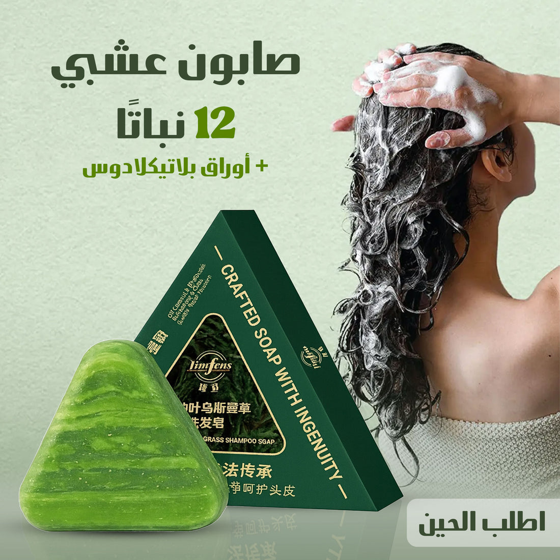 صابون شامبو عشبي بالجينسنغ للعناية بالشعر 🌿
